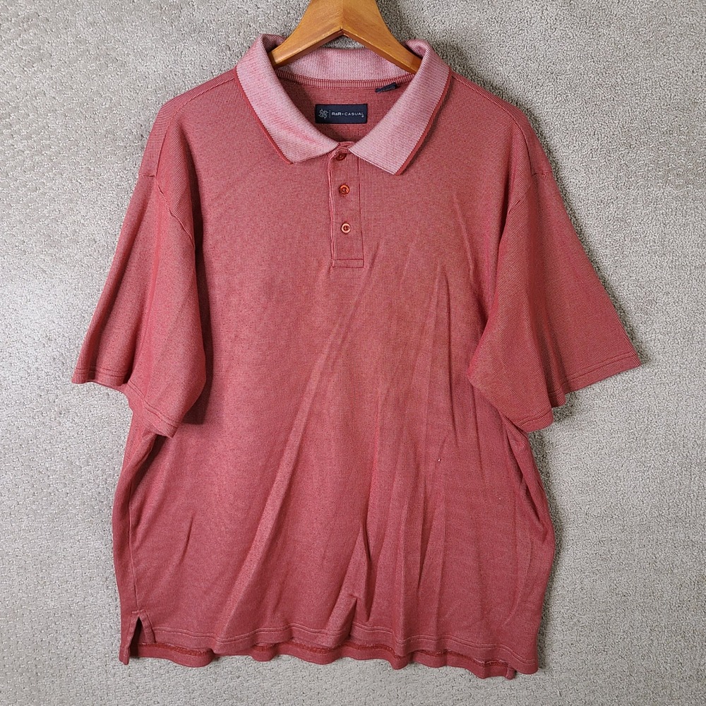 R&R Casual Shirt Mens XXL Red Polo Short‎ Sleeve Cotton Blend Casual Comfort